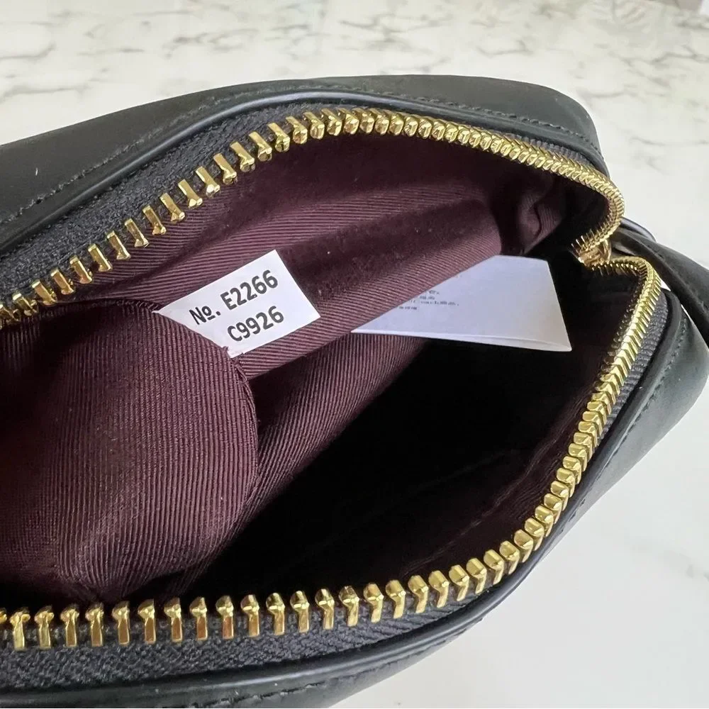 NWT Coach Mini Jamie Camera Bag In Signature Canvas C9926 Khaki Black Gold
